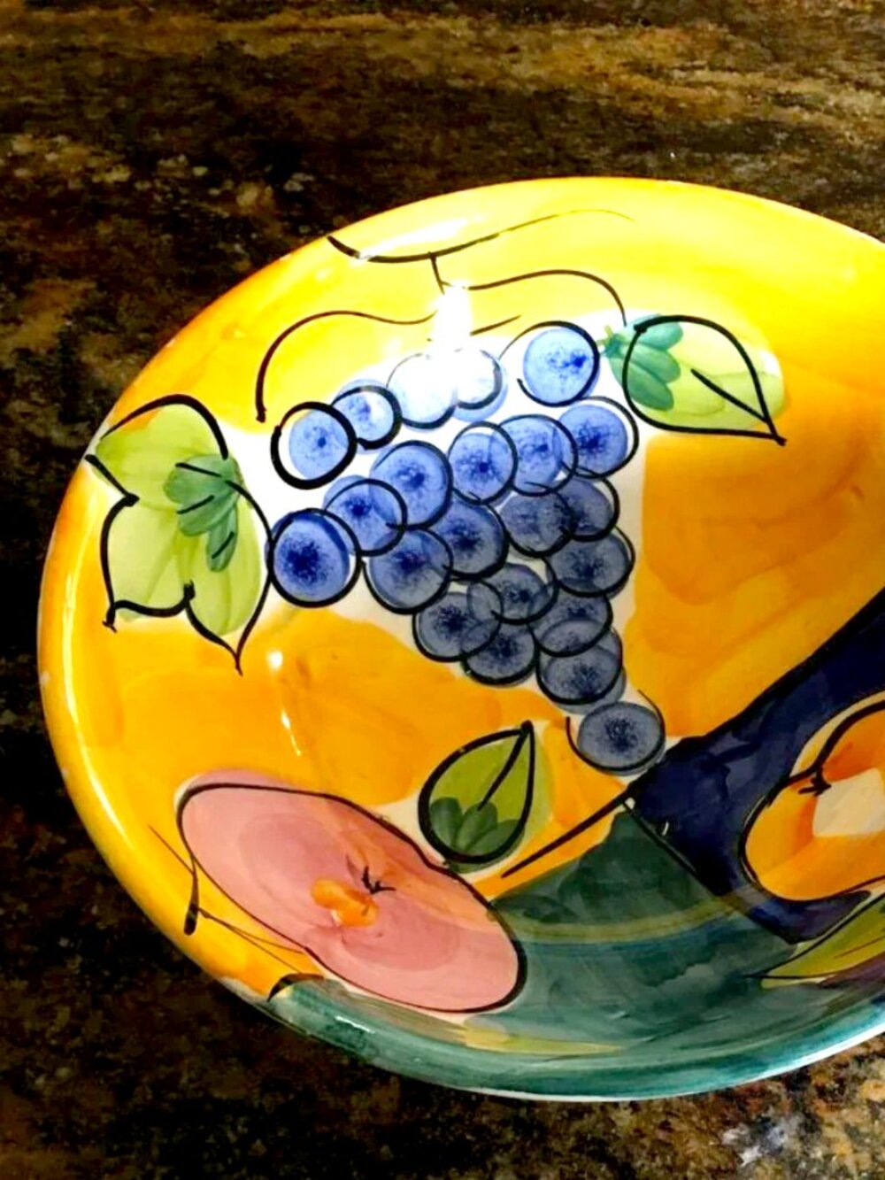 Vintage OAK Italian Handpainted Ceramic Fruit Bowl Made in Italy Majolica
